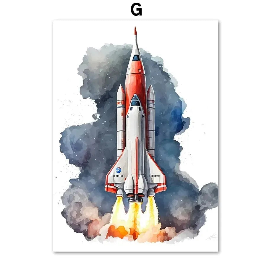Spacecraft Rocket Nursery Prints