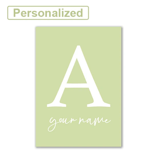 Personalised Green Rabbit Initial Prints