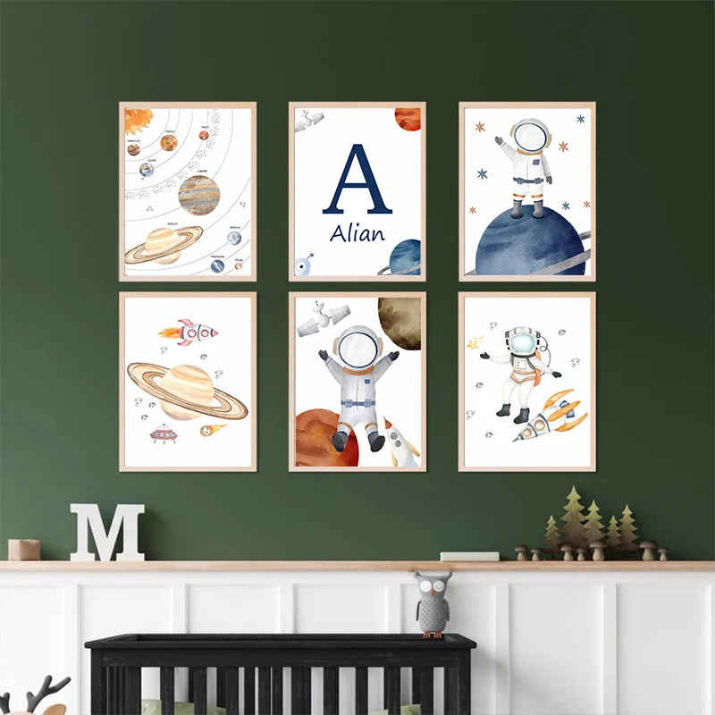 Space Themed Initial Prints