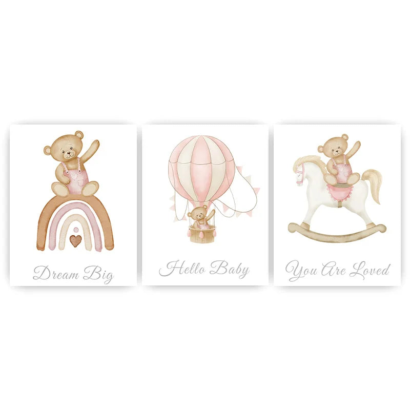 Pink Boho Nursery Style Wall Prints