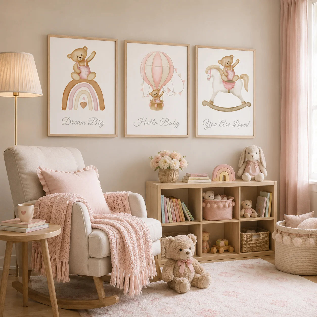 Pink Boho Nursery Style Wall Prints