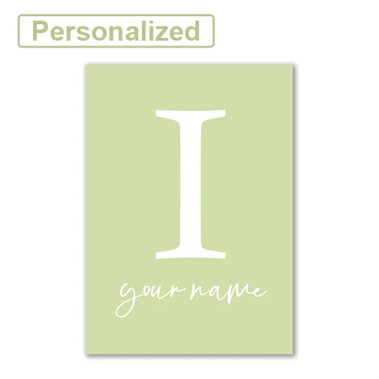 Personalised Green Rabbit Initial Prints