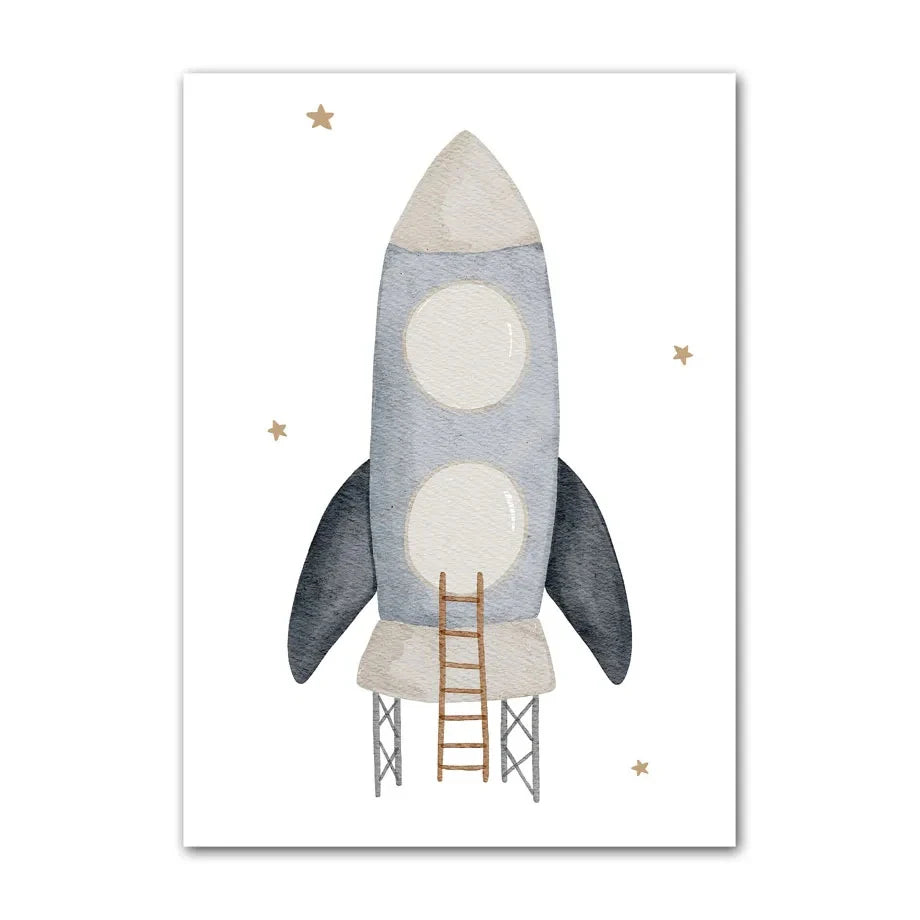 Blue Space Themed Nursery Prints