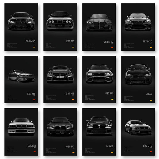 2-A1 Famous Cars G80 M3C Canvas Wall Art Print Poster E30 M3 Z8 Decorative Mural Modern Home Decor Birthday Gift Unframed