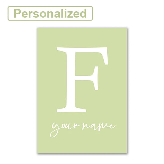 Personalised Green Rabbit Initial Prints