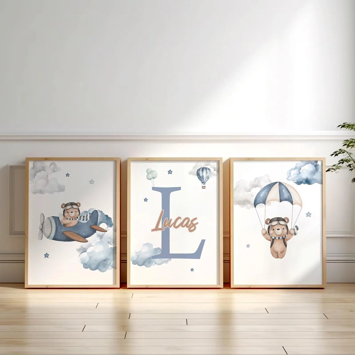 Set of 3 Bear Initial Prints