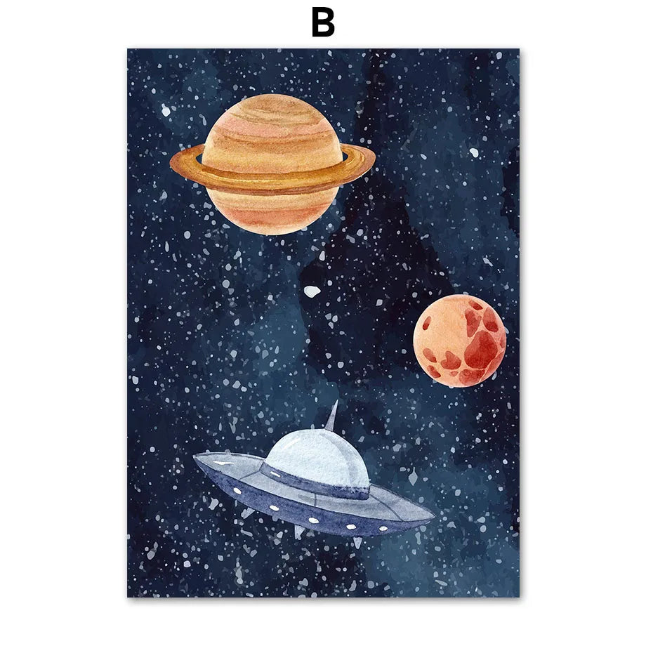 Planet Rocket Nursery Prints