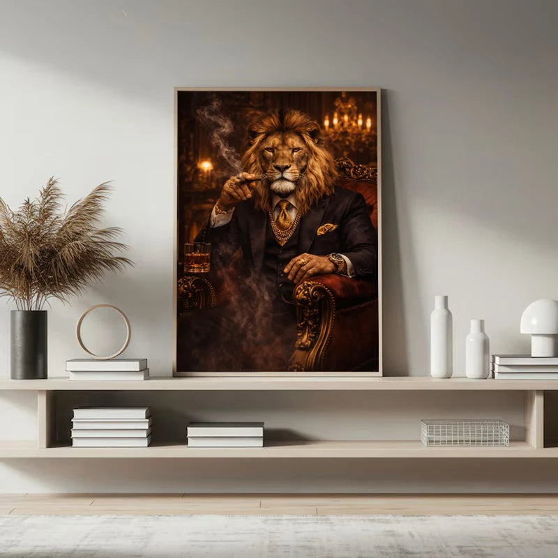 Abstract Lion Poster Print, Modern Canvas Wall Art, Suitable For Living Rooms and Bedrooms Home Decoration