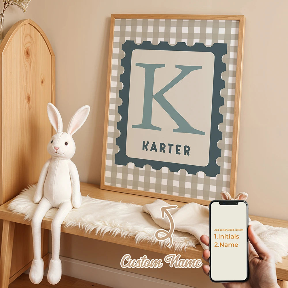 Personalized Custom Name Cartoon Child Stripe Wall Art Print Picture Canvas Poster Painting For Living Room Home Decor Gift