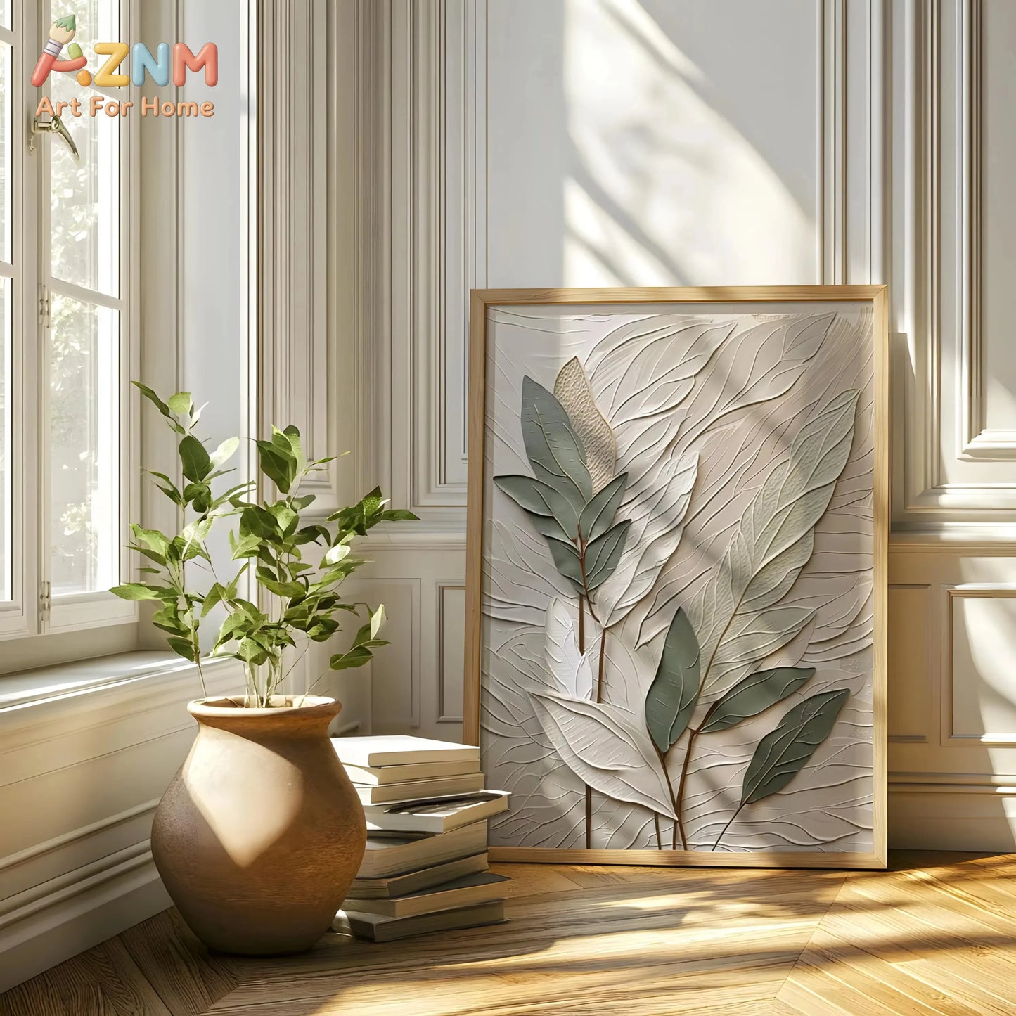 Textured Leaf Art Poster Neutral Tone Canvas Printing for Modern Home Decoration, Elegant Wall Arts Thoughtful Gifts