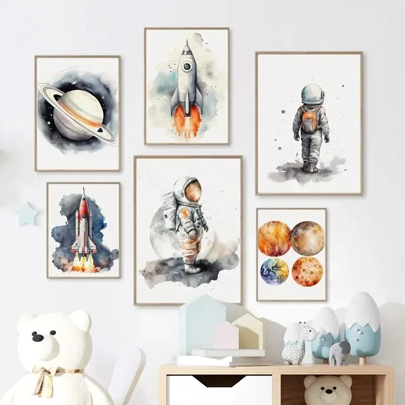 Spacecraft Rocket Nursery Prints
