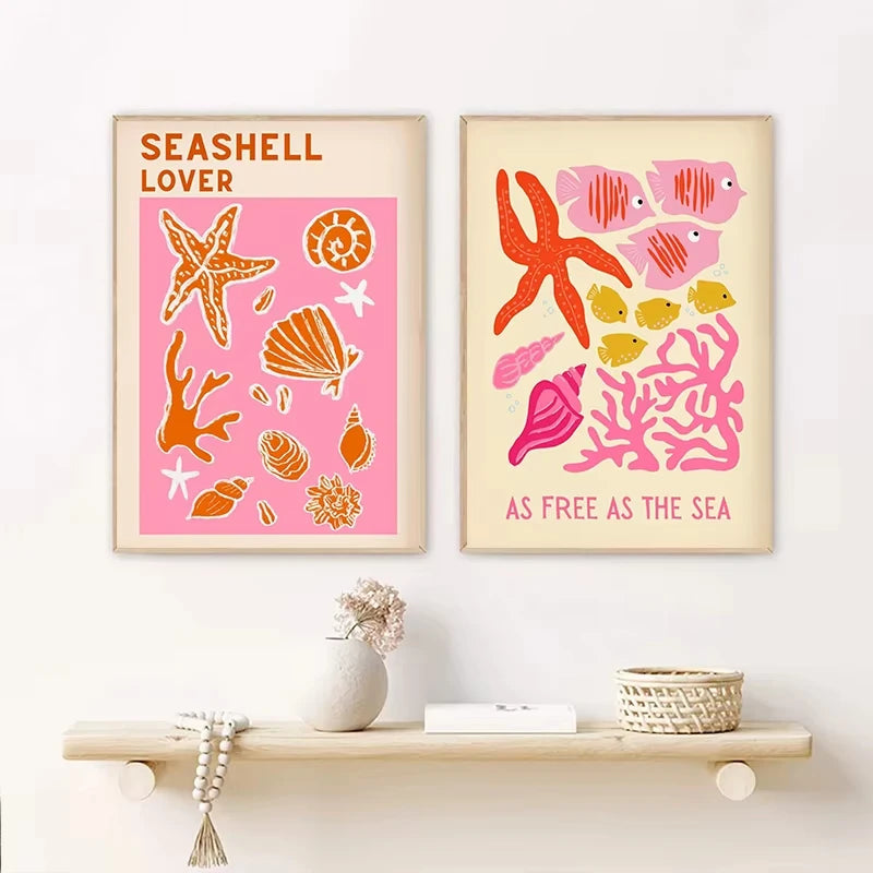 Preppy Tropical Seashell Prints
