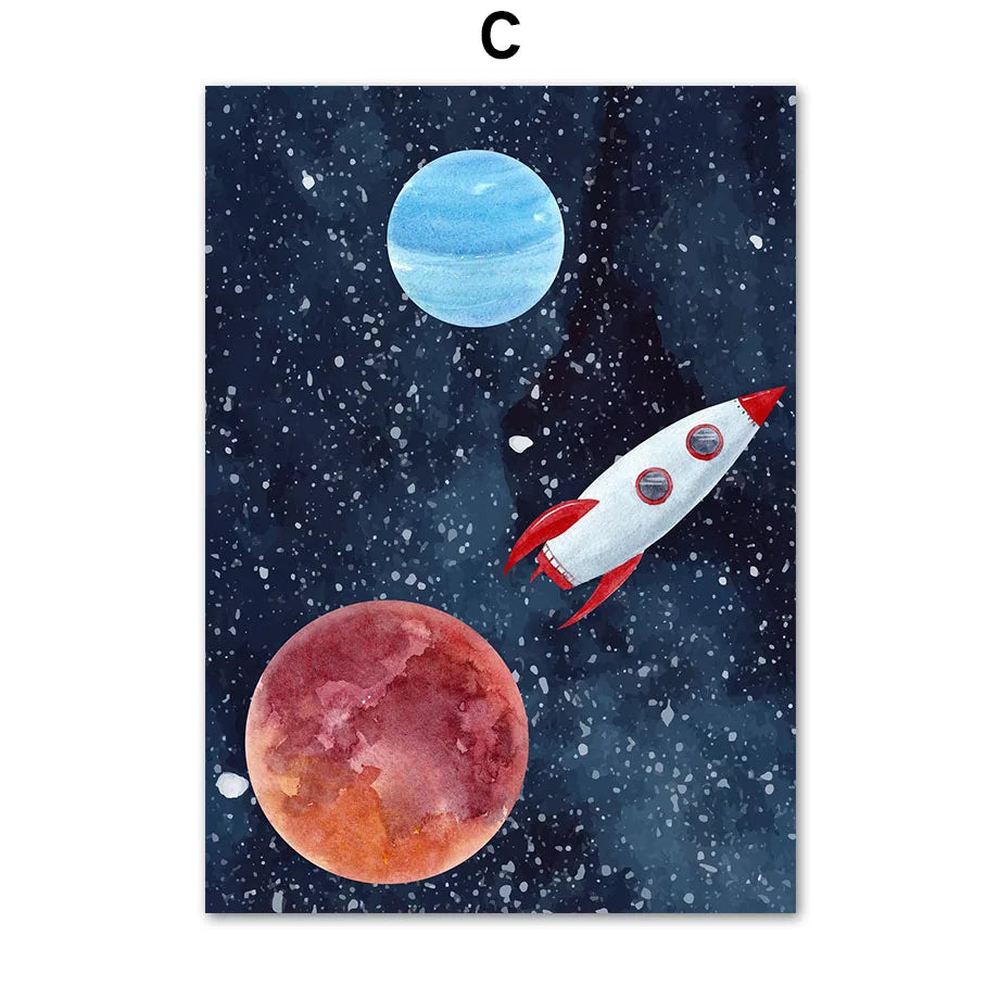 Planet Rocket Nursery Prints