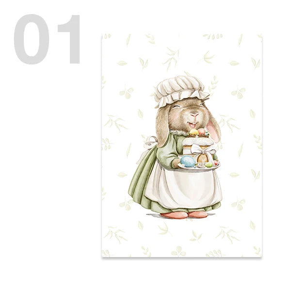 Personalised Green Rabbit Initial Prints
