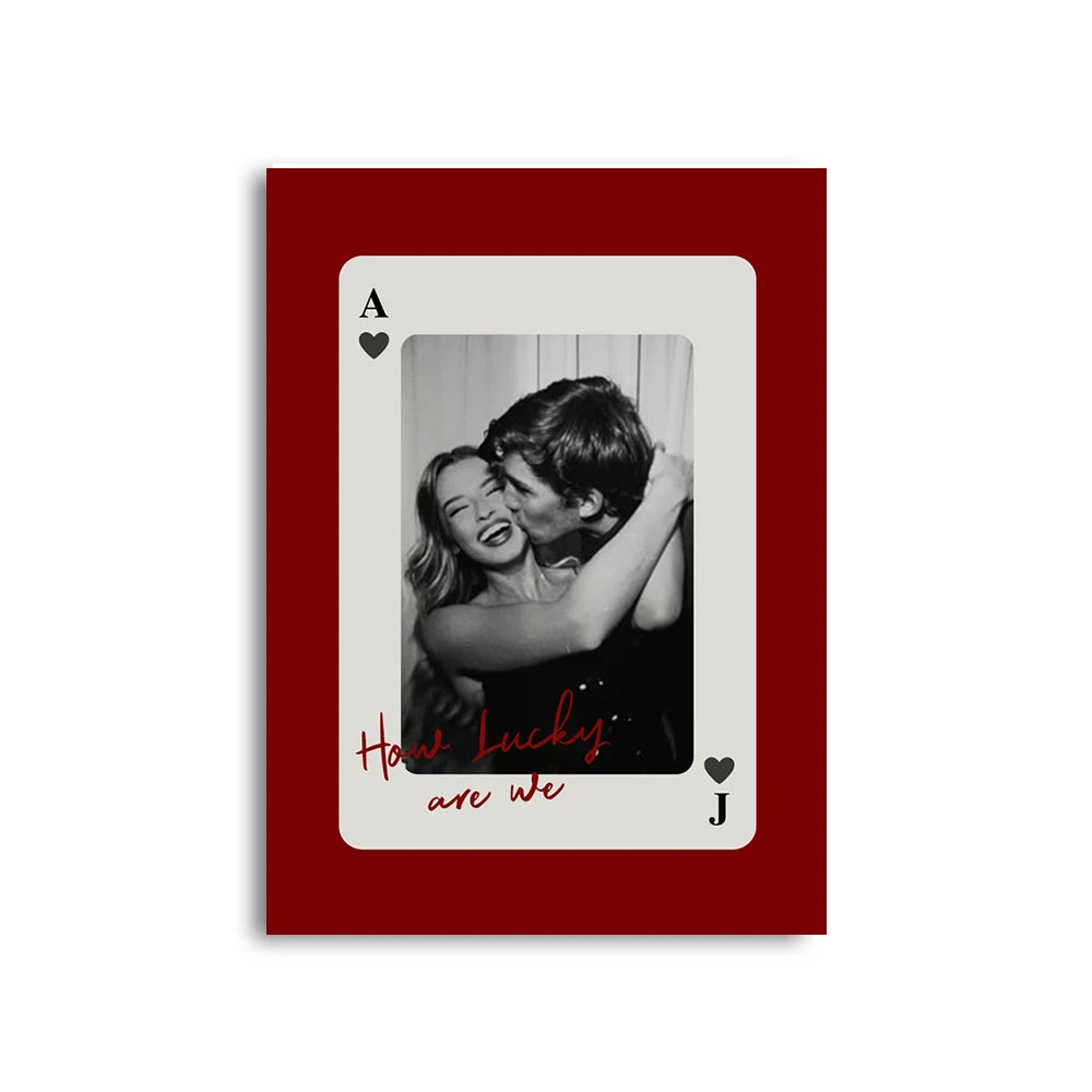 Unique Custom Black & White Decorative Painting Canvas Print Wedding Couple Wall Art Poster for Home Decor Valentine's Day Gift