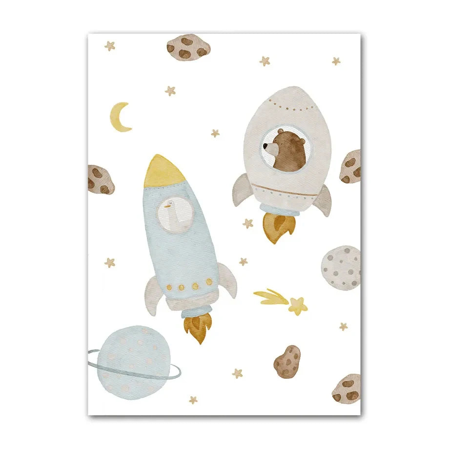 Blue Space Themed Nursery Prints