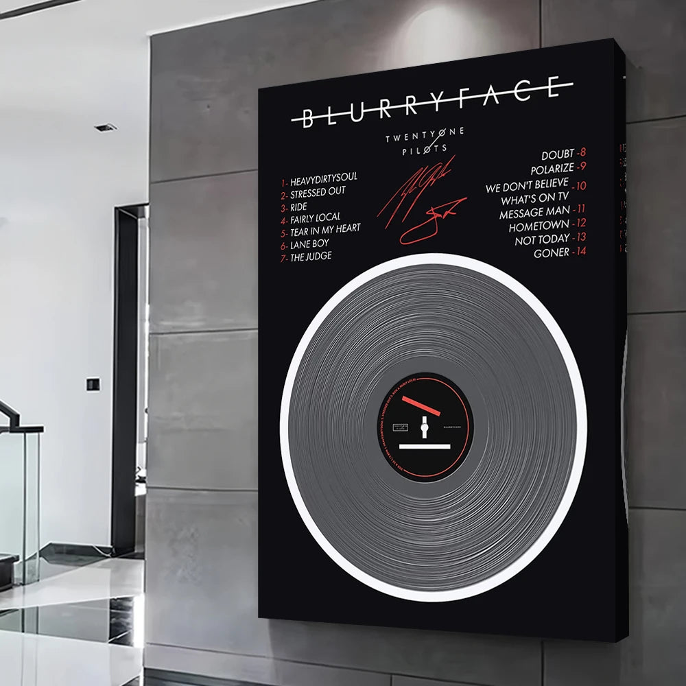 Twenty One Pilots Blurryface Album Vinyl Design Poster Customizable Printed Canvas Painting Wall Art Gift for Decoration Room
