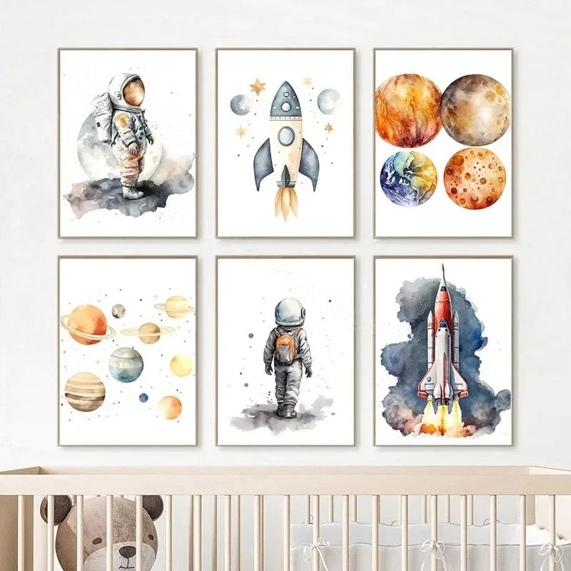 Spacecraft Rocket Nursery Prints