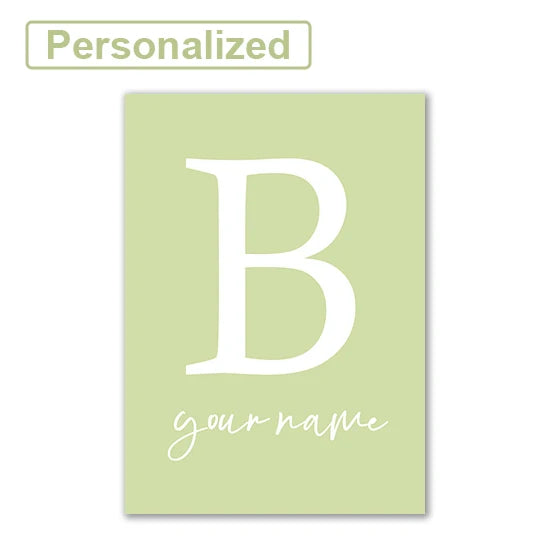 Personalised Green Rabbit Initial Prints