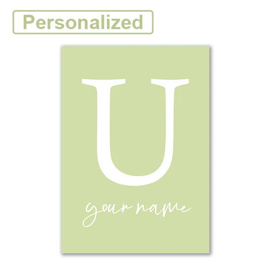Personalised Green Rabbit Initial Prints