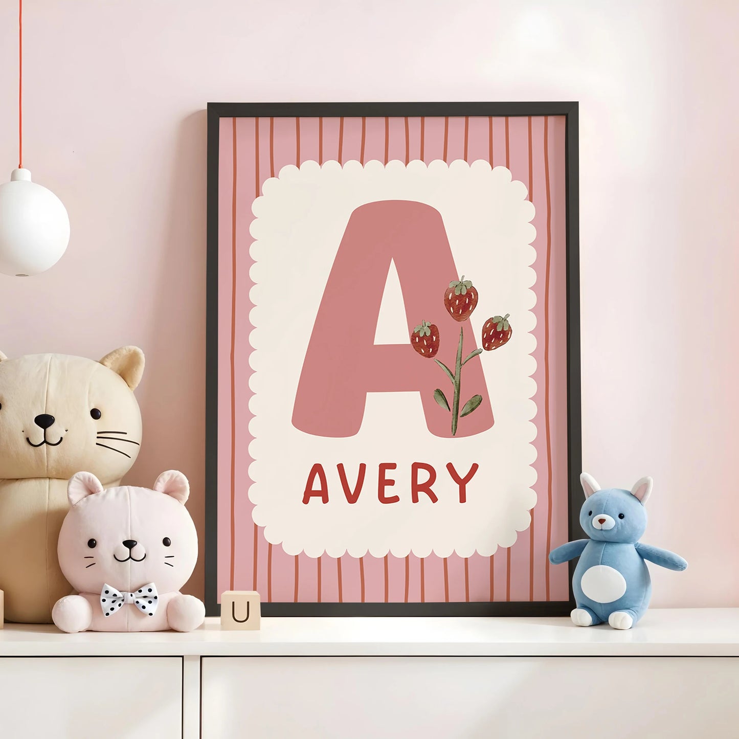 Personalized Custom Name Cartoon Child Stripe Wall Art Print Picture Canvas Poster Painting For Living Room Home Decor Gift
