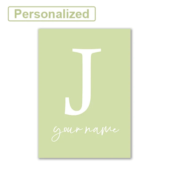 Personalised Green Rabbit Initial Prints