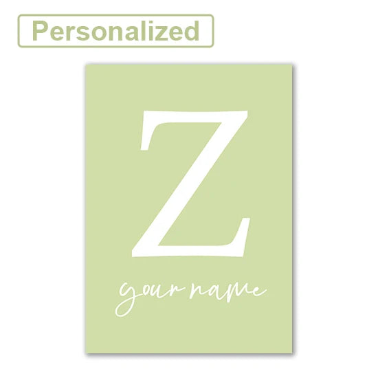 Personalised Green Rabbit Initial Prints