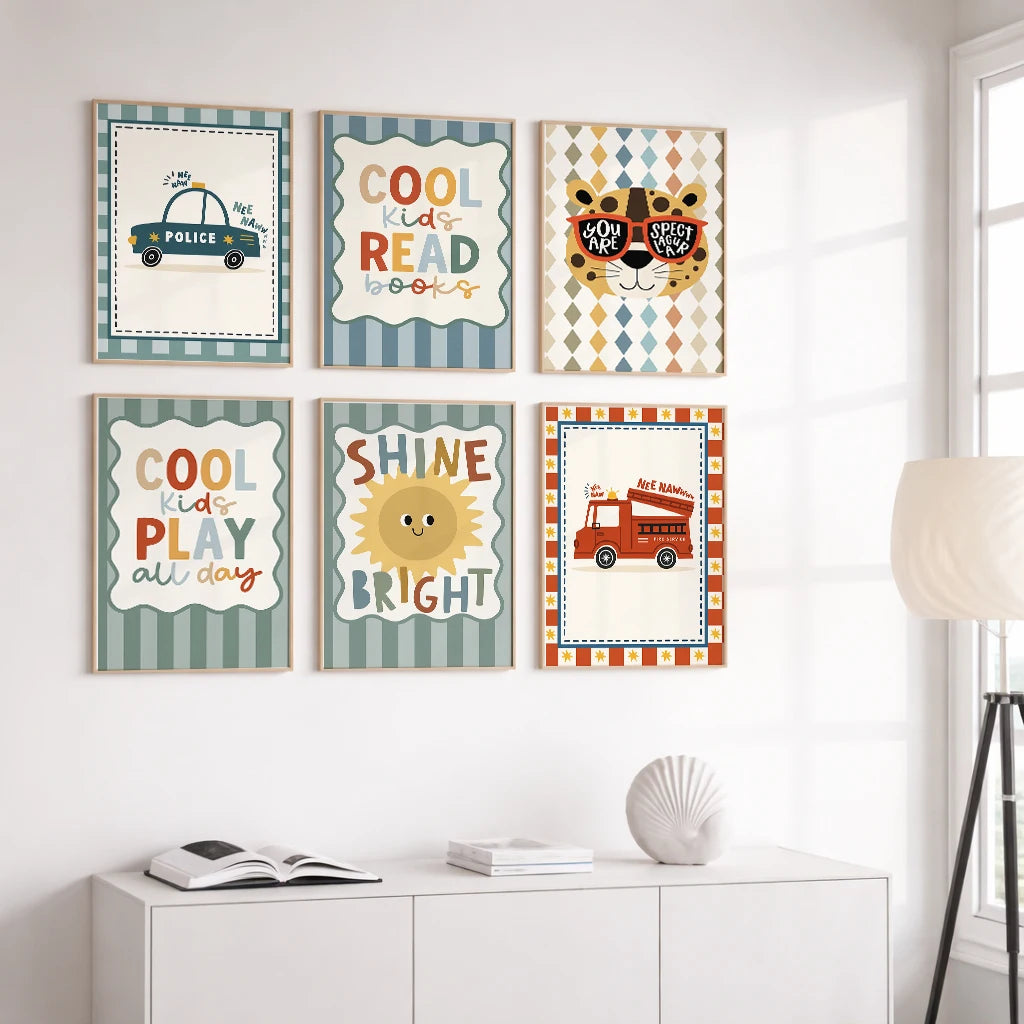 Set of 6 Positive Car Prints
