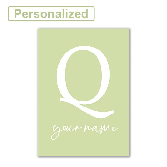 Personalised Green Rabbit Initial Prints