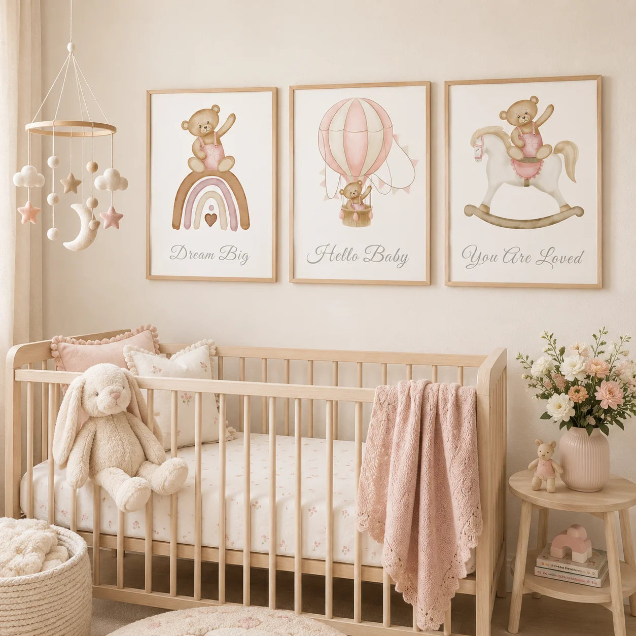 Pink Boho Nursery Style Wall Prints