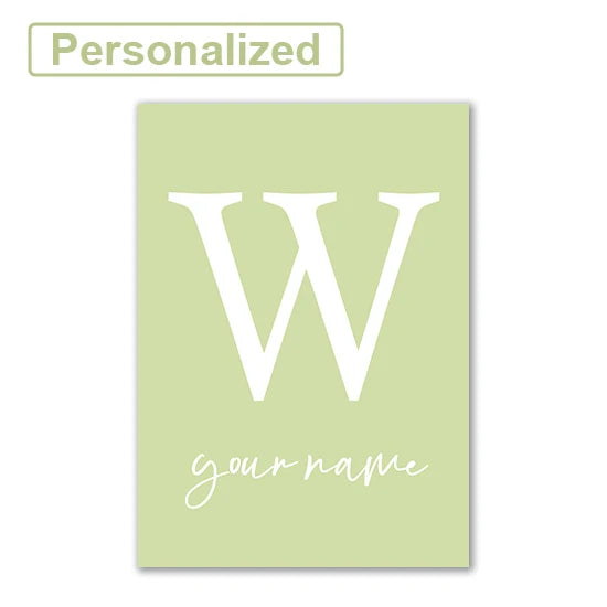 Personalised Green Rabbit Initial Prints
